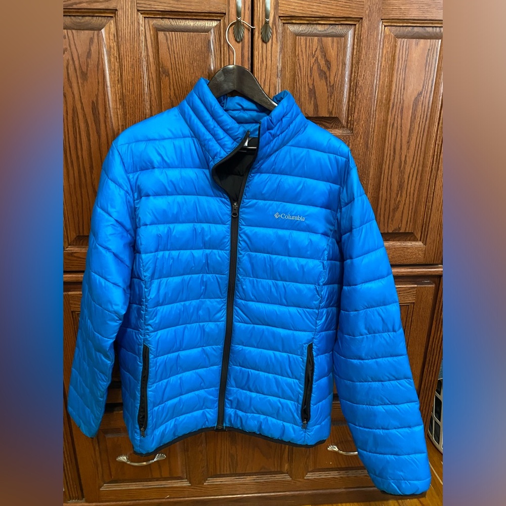Columbia Womens‎ XL Blue Thin Puffer Jacket Coat Aqua Nylon
